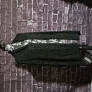 Iman Global Chic Collection Black Sequin & Ribbed Wrap / Scarf